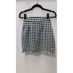 LA BELLE Fashions Dark Green/Ivory Houndstooth Pencil Skirt